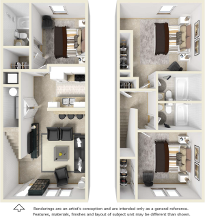 3x3 Townhome floor plan