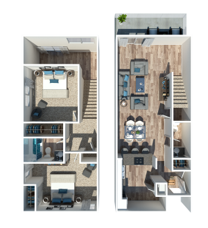 Two Bedroom One and a Half Bathroom Townhome