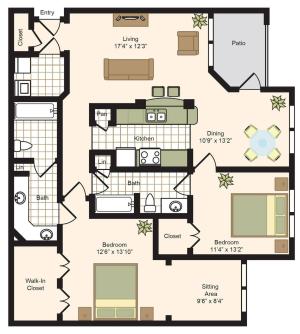 F | 2x2 | 1220 sq ft