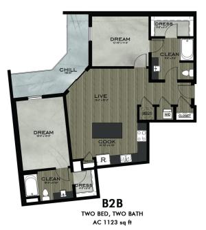 2 Bedroom 2 Bathroom floor plan