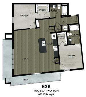 2 Bedroom 2 Bathroom floor plan