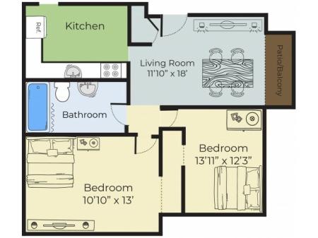 Floor Plan 1 | Apartments For Rent In Lowell MA | Princeton Park