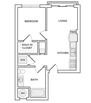 552 square foot one bedroom one bath floorplan image