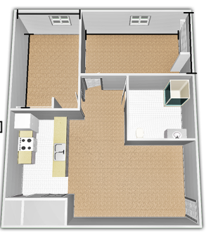 2 bed, 1 bath townhome