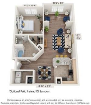 One Bedroom One Bathroom Floor Plan