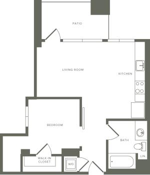 598 square foot one bedroom one bath floor plan image