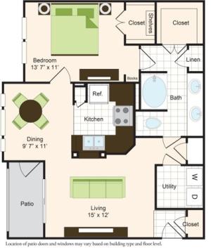 B | 1x1 | 840 sq ft