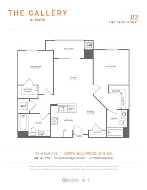 B2 | 2 bed 2 bath | from 994 square feet