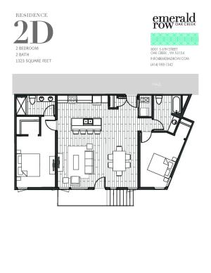 2 Bed 2 Bath Floor Plan 2D