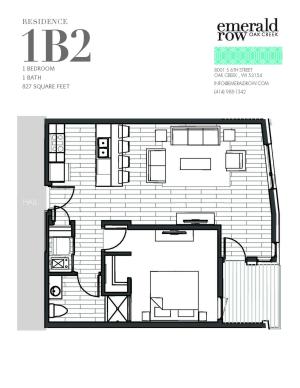 1 Bed 1 Bath Floor Plan 1B2