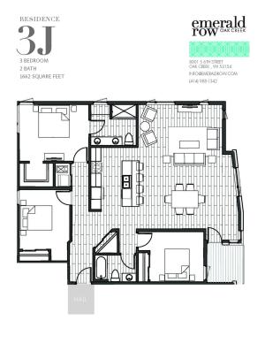 3 Bed 2 Bath Floor Plan 3J