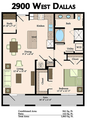 A3.2 | 1 bed 1 bath | 941 sq ft
