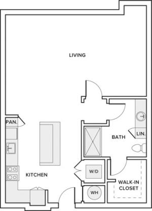 764 square foot one bedroom one bath floor plan image