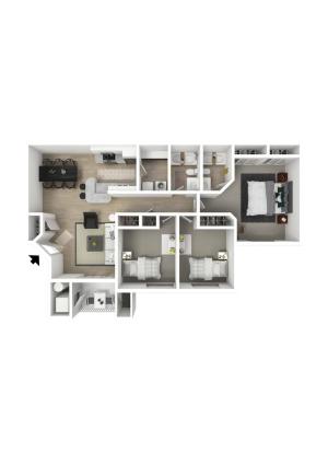 3 bedroom 2 bathroom Buckingham 1 floor plan