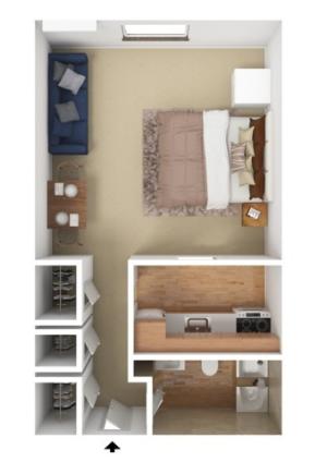 Studio 500 sqft