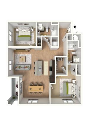 2 bedroom floor plan
