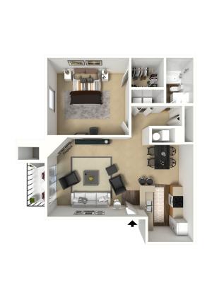 1 BR x 1 BA