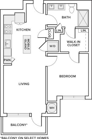 735-756 square foot one bedroom one bath floor plan image