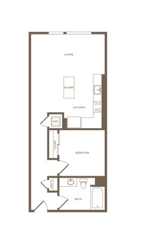 686 square foot one bedroom one bath floor plan image
