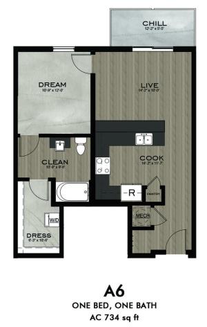 1 Bedroom 1 Bathroom floor plan