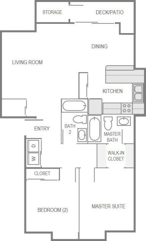 Nantucket Gate Apartment Layout- 2 Bedroom Deluxe
