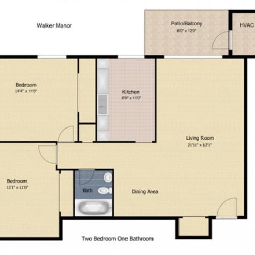 1 Bedroom 1 Bed Apartment Walker Manor Apartments