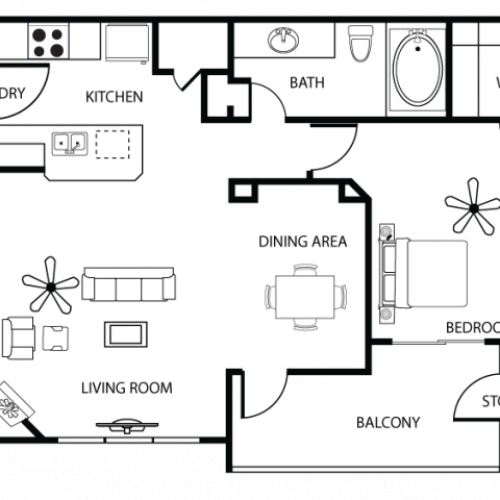 1 Bdrm Floor Plan