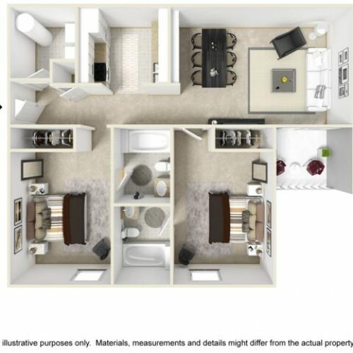 Scholar 2 bedrooms 2 bathrooms floor plan