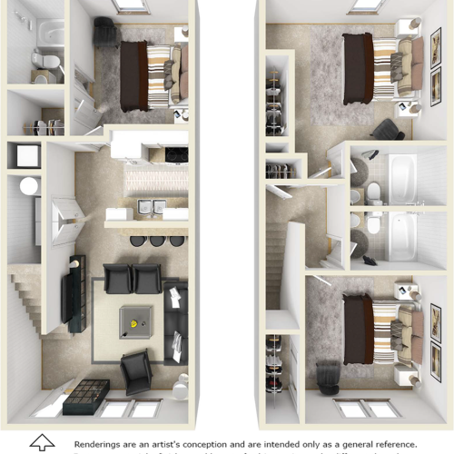 3x3 Townhome floor plan