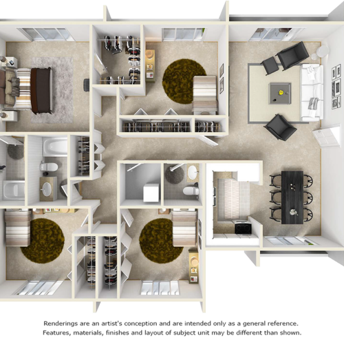 The Palm 4 bedrooms 2.5 bathrooms floor plan