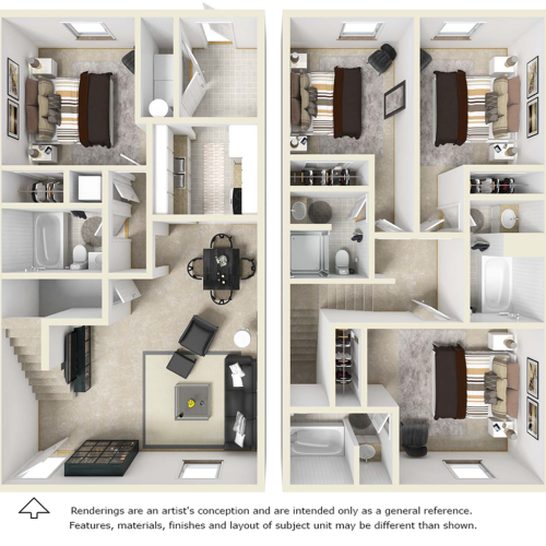 4x4 Townhome floor plan