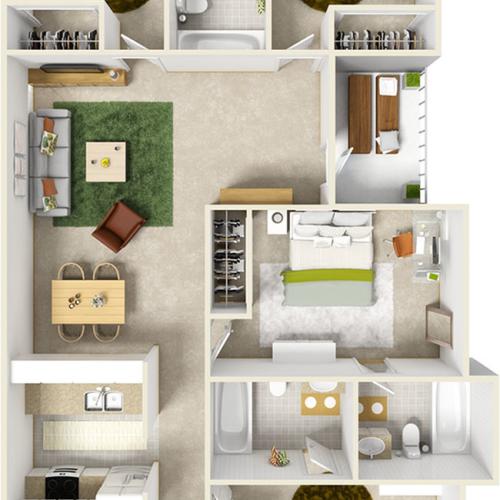 The Bulls Premium  4 bedrooms 4 bathrooms floor plan Suite with quartz countertops