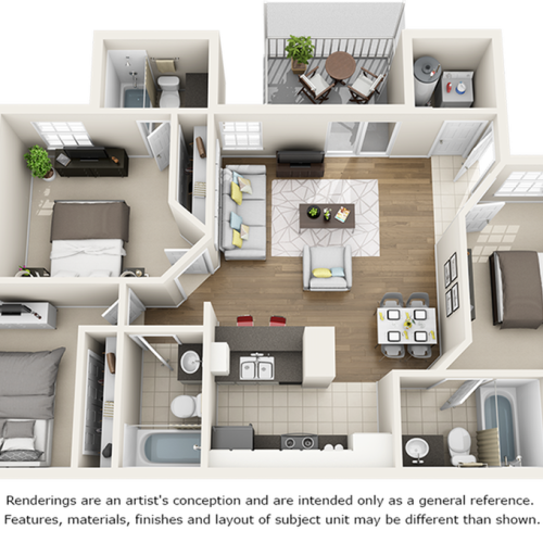 Vaulted Laurel Oak  3 bedrooms 3 bathrooms floor plan