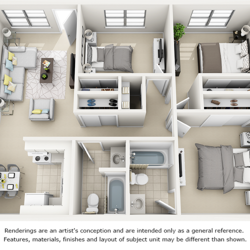 Maple floor plan with 3 bedrooms, 2 bathrooms and enhanced finishes