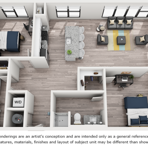 Titan 2 bedrooms 2 bathrooms floor plan