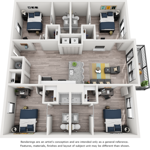 Bentley 4 bedrooms 4 bathrooms floor plan