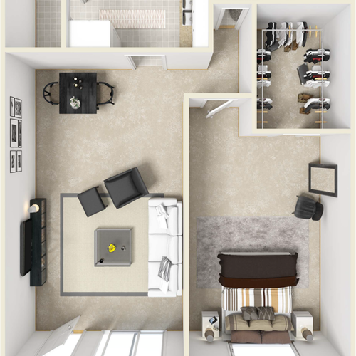 Bel-Air 1 bedroom 1 bathroom floor plan