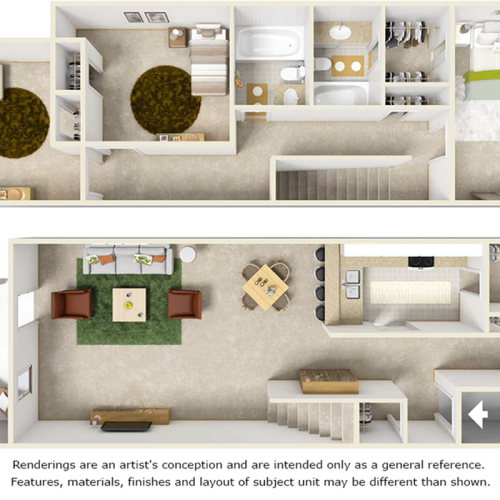 Ibis floor plan with 3 bedrooms and 2.5 bathrooms