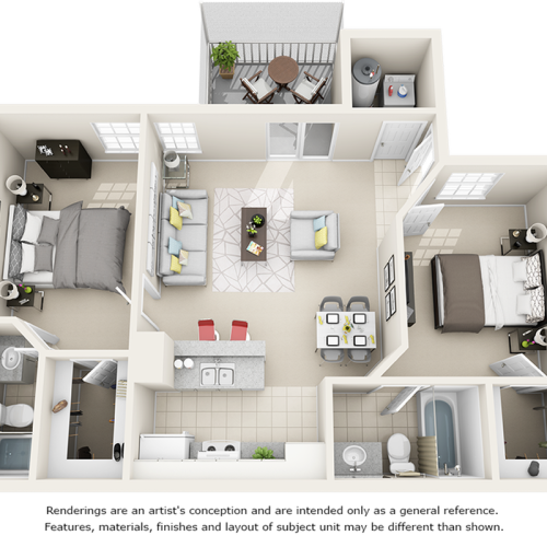 Vaulted Hibiscus Hibiscus  2 bedrooms 2 bathrooms floor plan