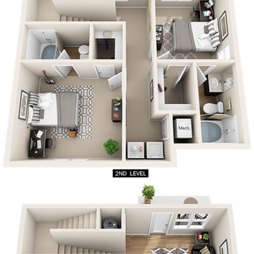 Penthouse 4 bedrooms 4 bathrooms floor plan.