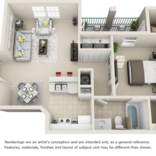 Roma 1 bedroom 1 bathroom floor plan