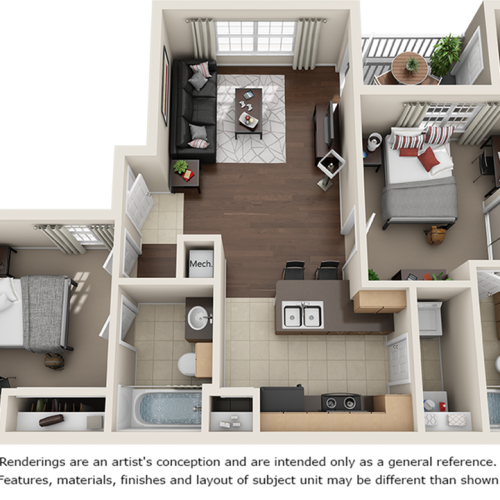 Betts 2 bedrooms 2 bathrooms floor plan
