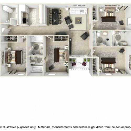 Champion 4 bedrooms 4 bathrooms floor plan