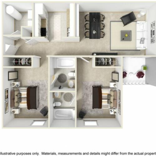 Scholar 2 bedrooms 2 bathrooms floor plan