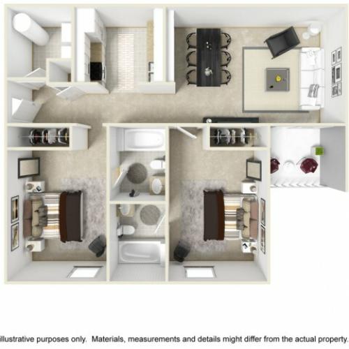 Scholar 2 bedrooms 2 bathrooms floor plan
