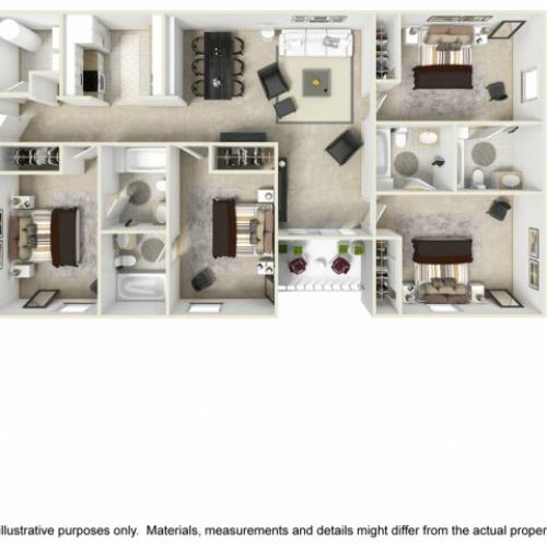 Champion 4 bedrooms 4 bathrooms floor plan
