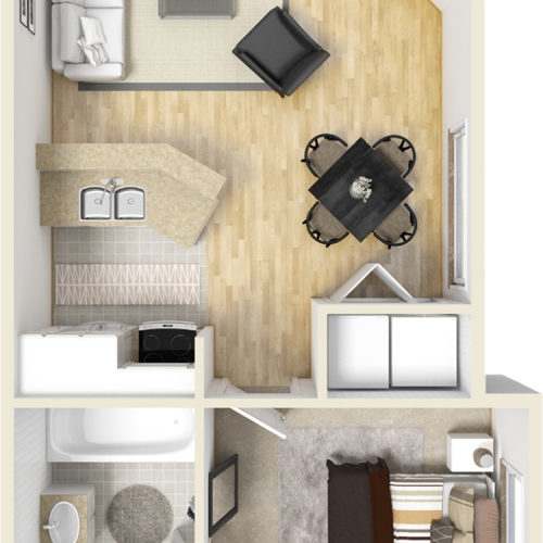 Brighton 1 bedroom 1 bathroom floor plan