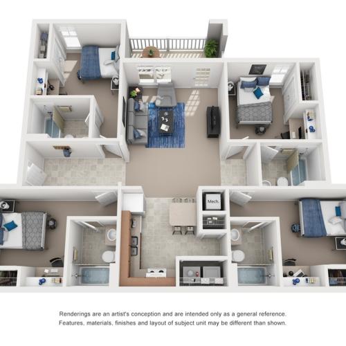 Cobalt floor plan with 4 bedrooms and 4 bathrooms