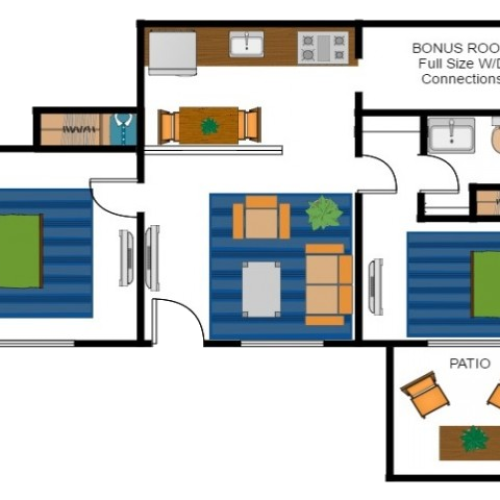 2x1 Jr Premier 2 Bed Apartment Westmoore Apartments