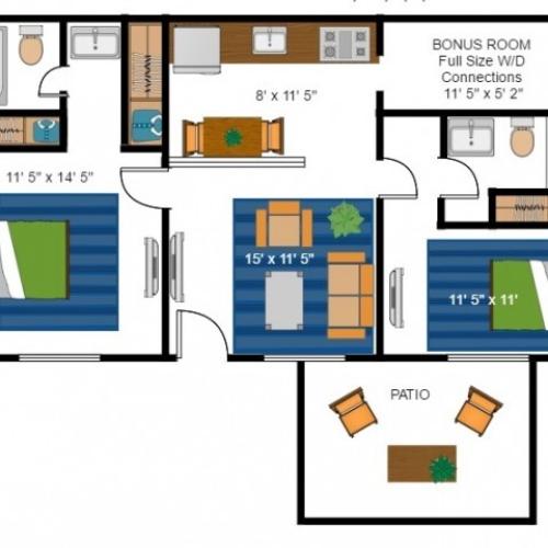 2x1 Jr Premier 2 Bed Apartment Westmoore Apartments